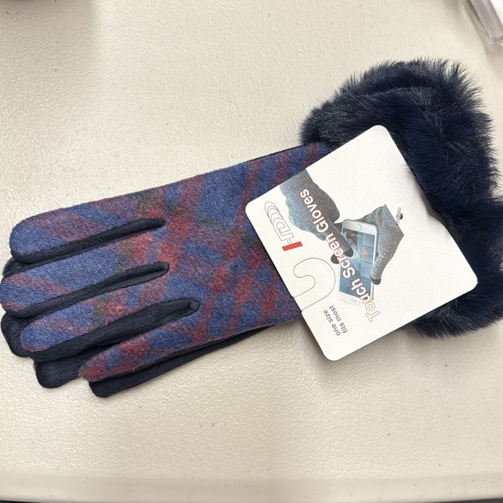 Stylish Plaid Women's Gloves New Item NWT Touchscreen - Picture 4 of 7